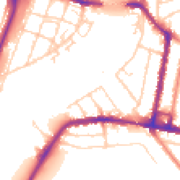 Daytime road noise heatmap for SO18 1AY