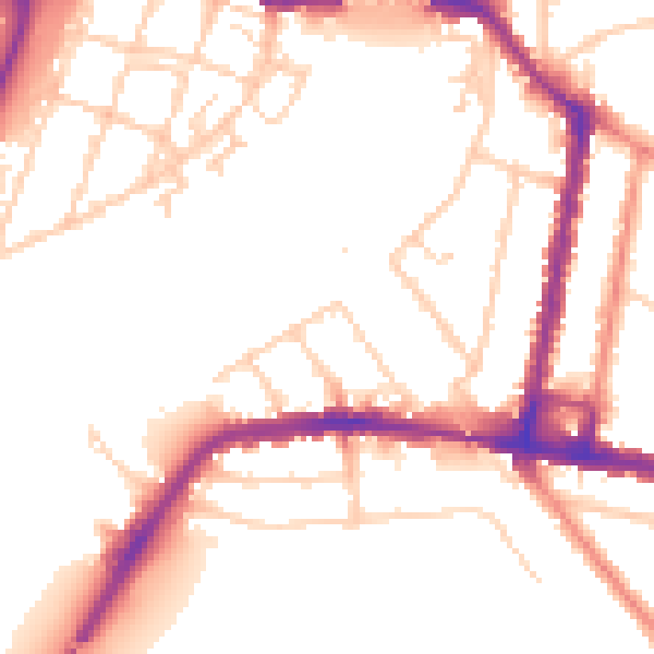 Daytime road noise heatmap for SO18 1BA