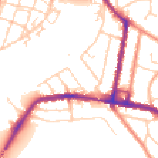 Daytime road noise heatmap for SO18 1BD