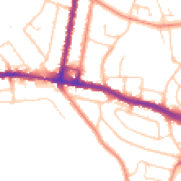 Daytime road noise heatmap for SO18 1BE