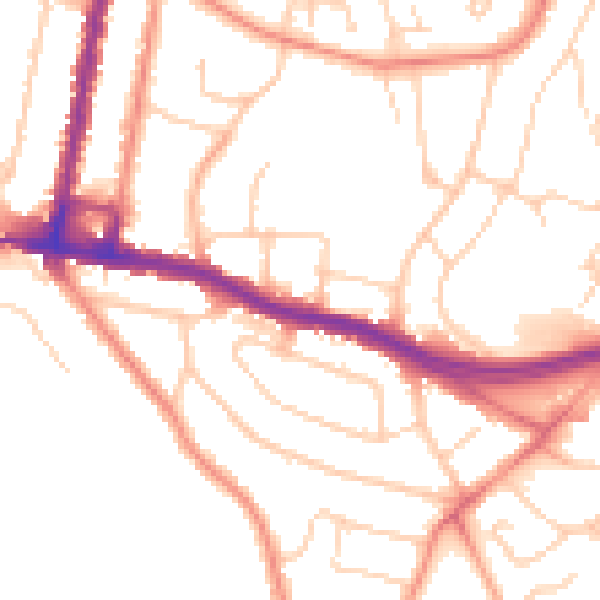Daytime road noise heatmap for SO18 1BN