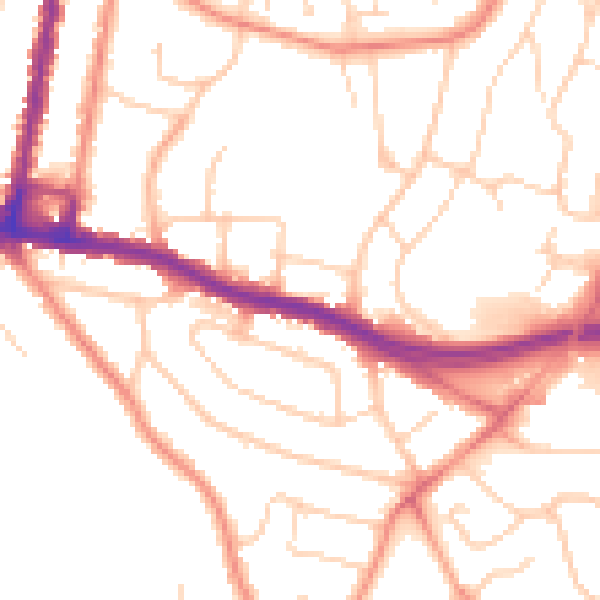 Daytime road noise heatmap for SO18 1BP
