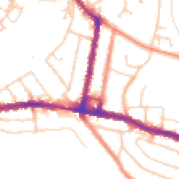 Daytime road noise heatmap for SO18 1BT