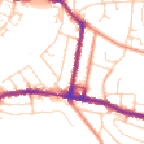 Daytime road noise heatmap for SO18 1BX