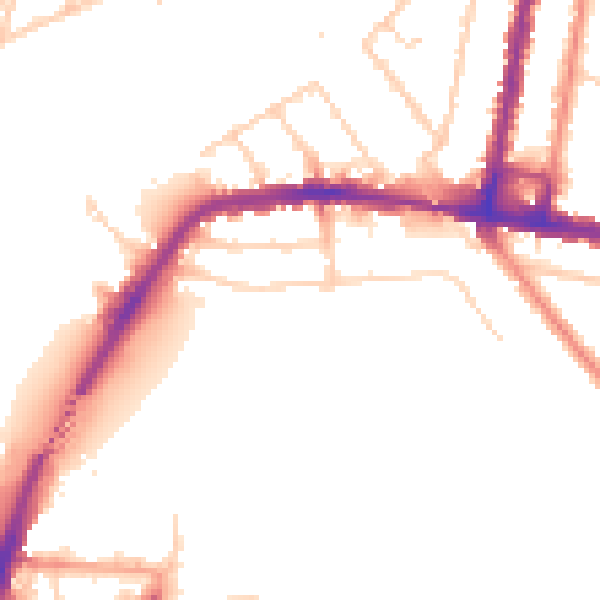 Daytime road noise heatmap for SO18 1DH