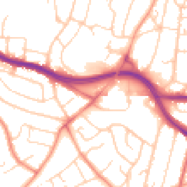 Daytime road noise heatmap for SO18 1DN