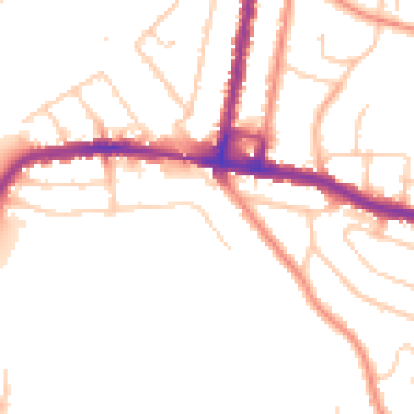 Daytime road noise heatmap for SO18 1DP