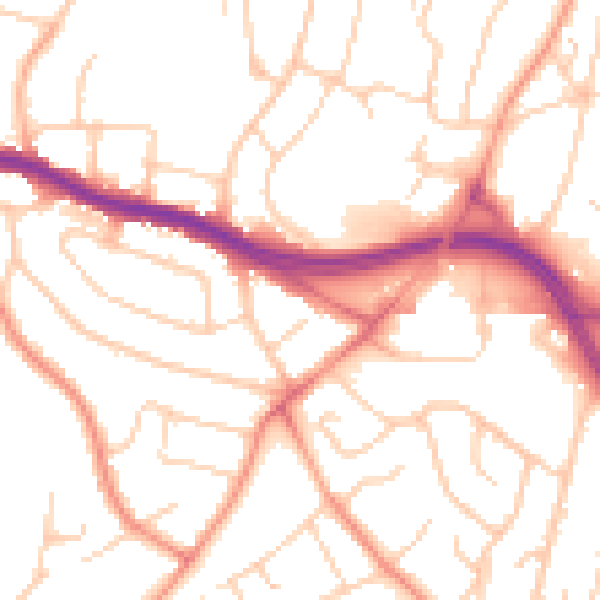 Daytime road noise heatmap for SO18 1DR