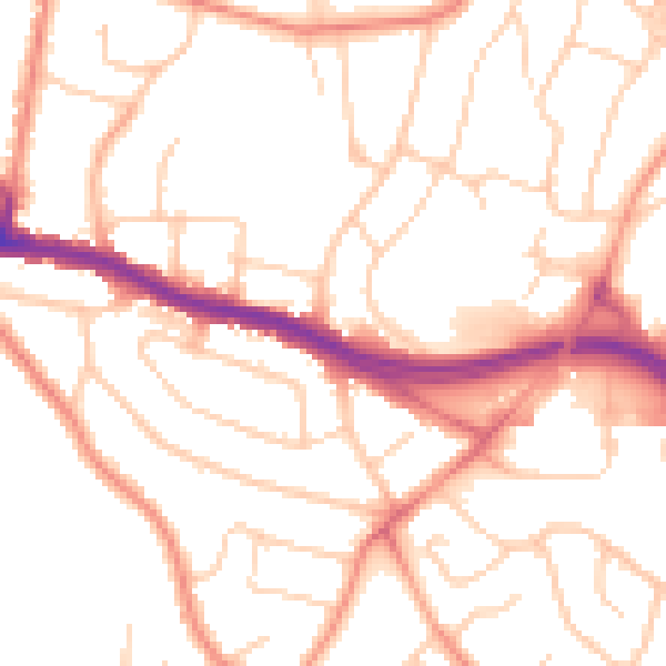 Daytime road noise heatmap for SO18 1DS