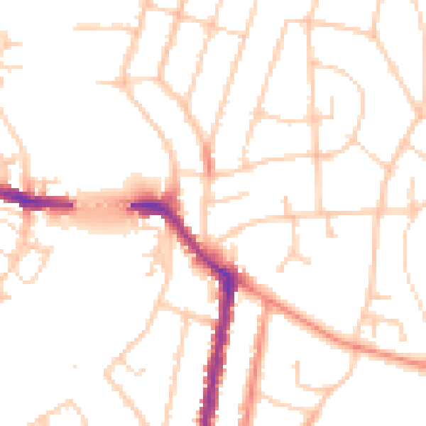 Daytime road noise heatmap for SO18 1DW