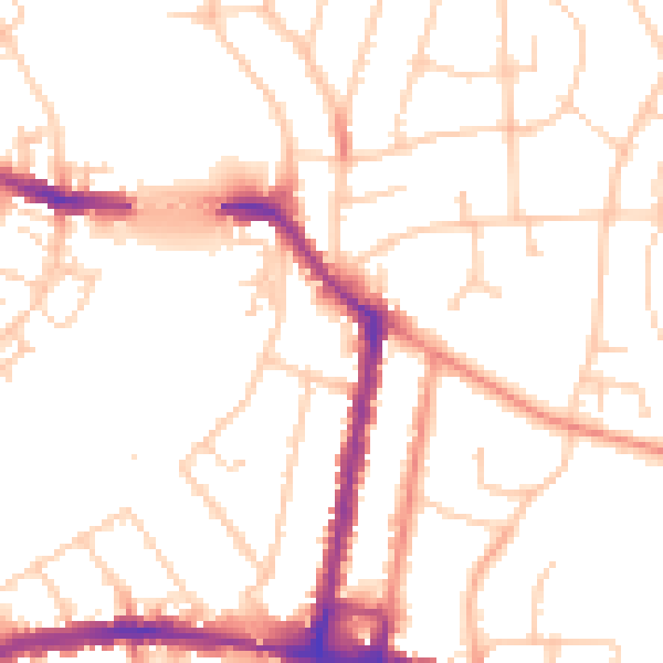 Daytime road noise heatmap for SO18 1DZ