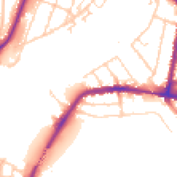 Daytime road noise heatmap for SO18 1EE