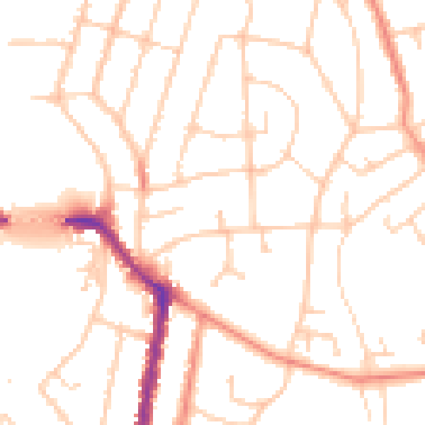 Daytime road noise heatmap for SO18 1JD