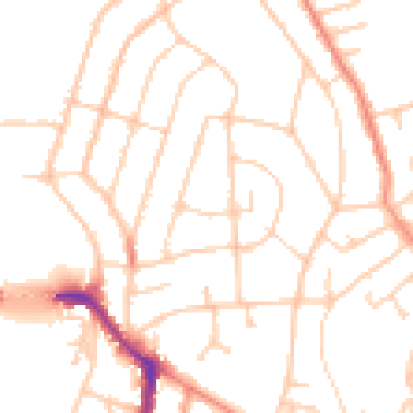 Daytime road noise heatmap for SO18 1LA