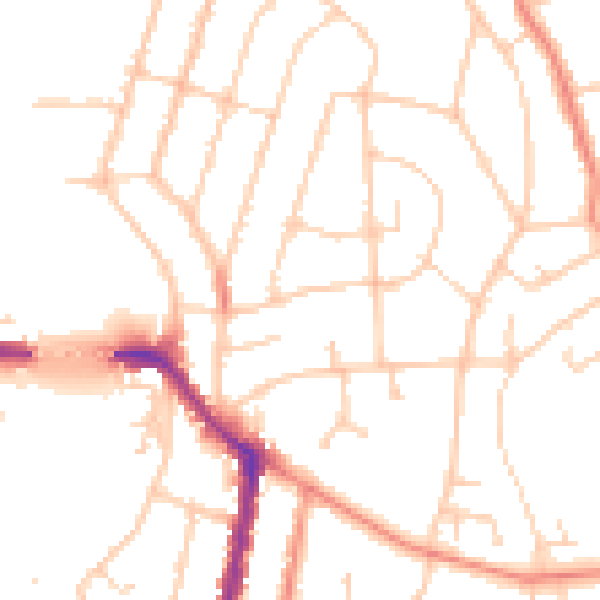 Daytime road noise heatmap for SO18 1LR