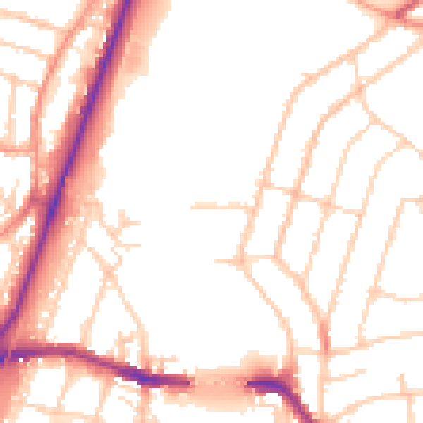Daytime road noise heatmap for SO18 1NW
