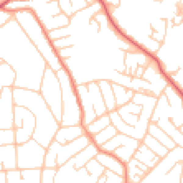 Daytime road noise heatmap for SO18 2AQ