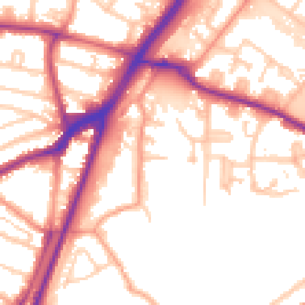 Daytime road noise heatmap for SO18 2JU