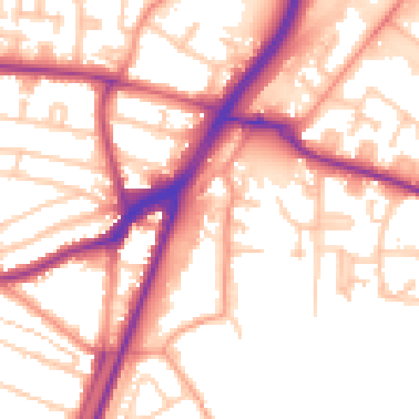 Daytime road noise heatmap for SO18 2JX