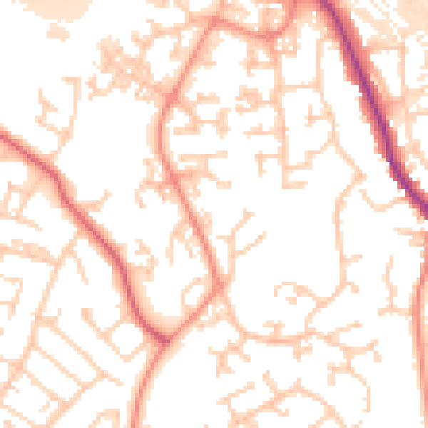 Daytime road noise heatmap for SO18 3AE