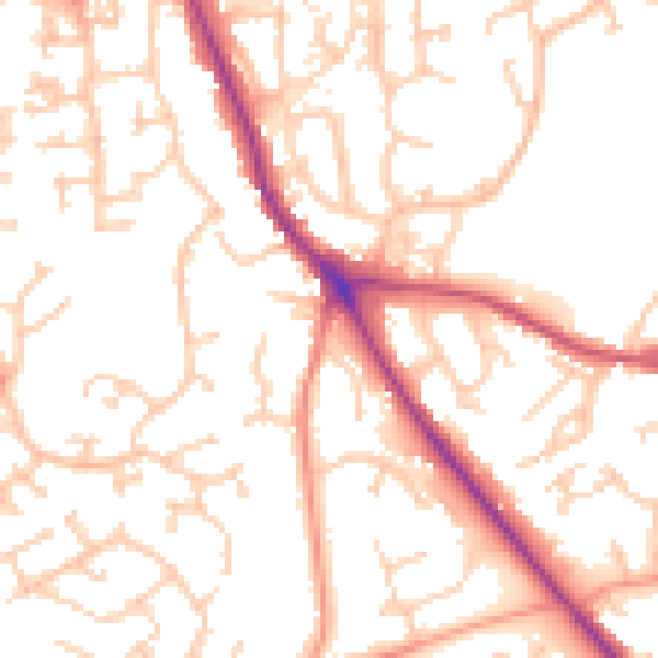 Daytime road noise heatmap for SO18 3DD