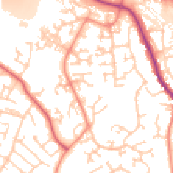 Daytime road noise heatmap for SO18 3LY