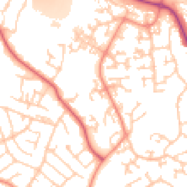 Daytime road noise heatmap for SO18 3NA