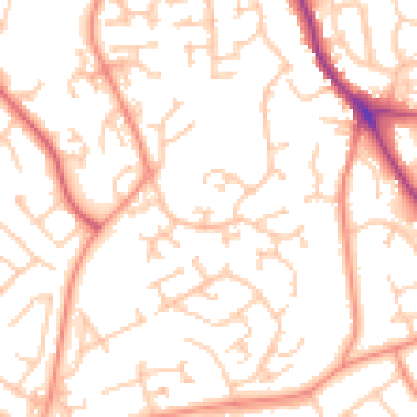 Daytime road noise heatmap for SO18 3NP