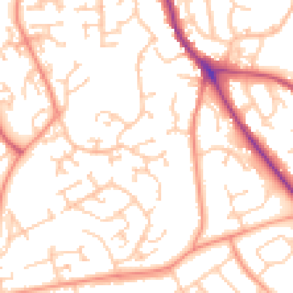 Daytime road noise heatmap for SO18 3PG