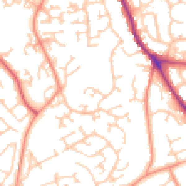 Daytime road noise heatmap for SO18 3QD
