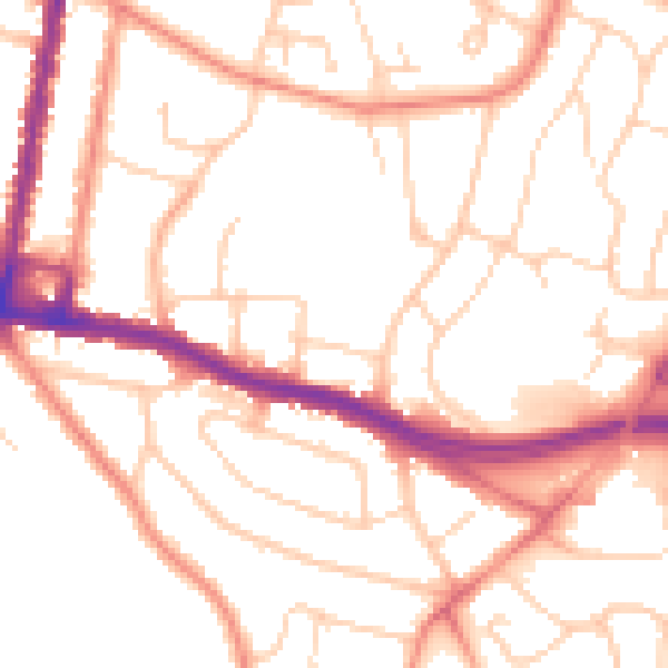 Daytime road noise heatmap for SO18 4EL