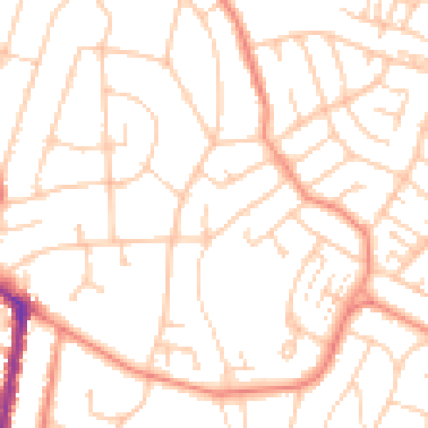 Daytime road noise heatmap for SO18 4FN