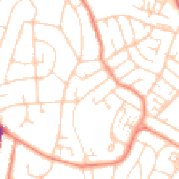 Daytime road noise heatmap for SO18 4FQ