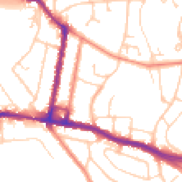 Daytime road noise heatmap for SO18 4GP