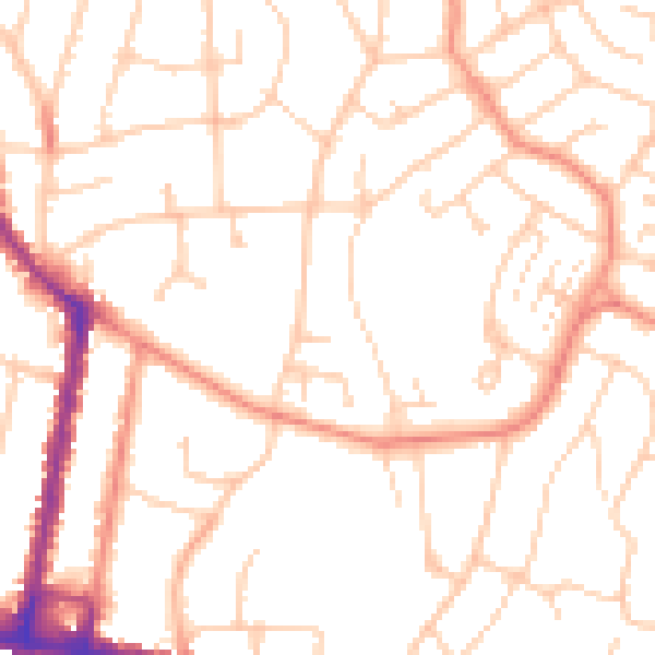 Daytime road noise heatmap for SO18 4HB