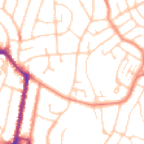Daytime road noise heatmap for SO18 4HD