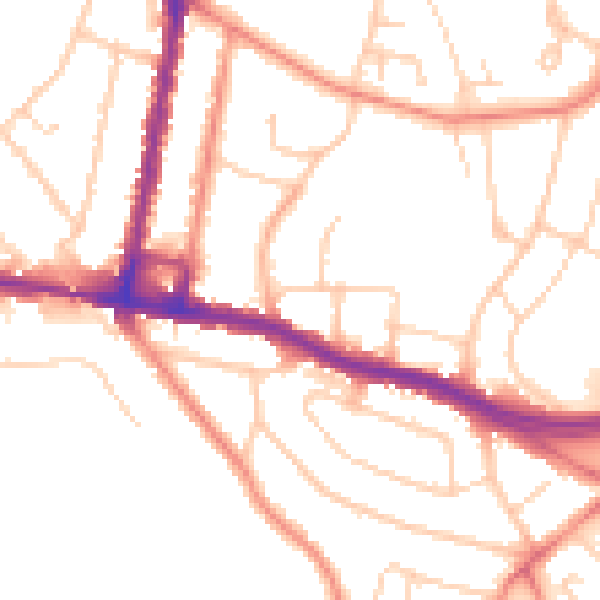Daytime road noise heatmap for SO18 4HR