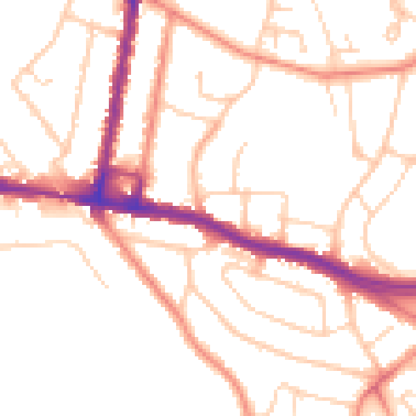 Daytime road noise heatmap for SO18 4HY