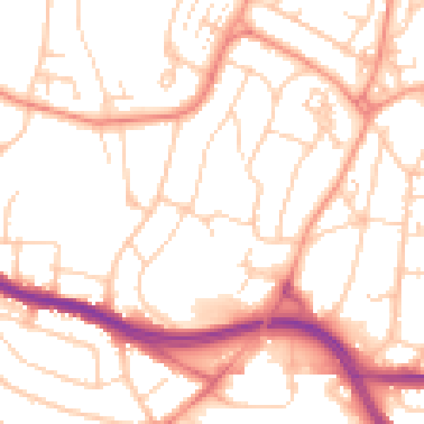 Daytime road noise heatmap for SO18 4RP