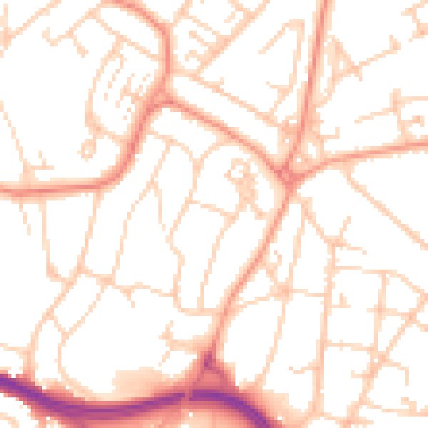 Daytime road noise heatmap for SO18 4SH