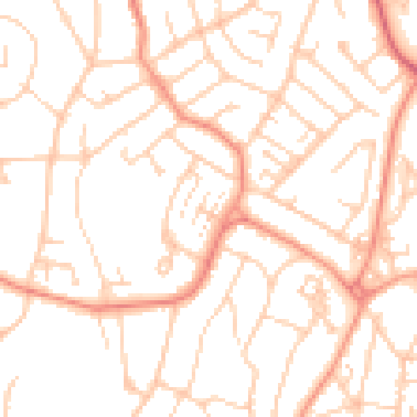 Daytime road noise heatmap for SO18 4SZ