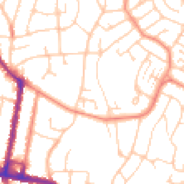 Daytime road noise heatmap for SO18 4UF