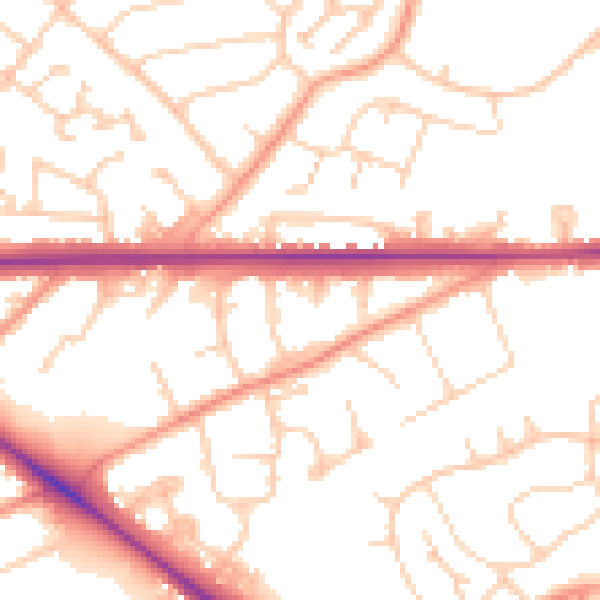 Daytime road noise heatmap for SO18 5FE