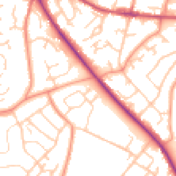 Daytime road noise heatmap for SO18 5GE