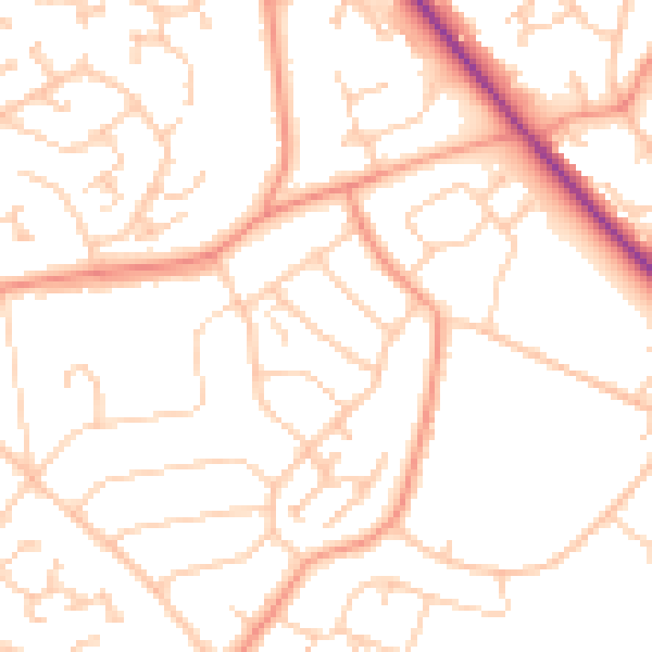 Daytime road noise heatmap for SO18 5GS