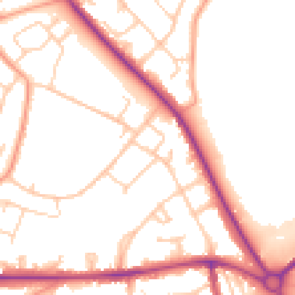 Daytime road noise heatmap for SO18 5HY