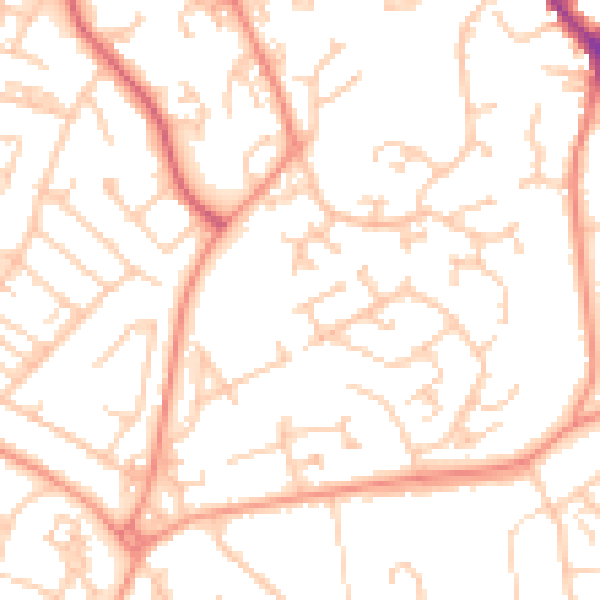 Daytime road noise heatmap for SO18 5SE