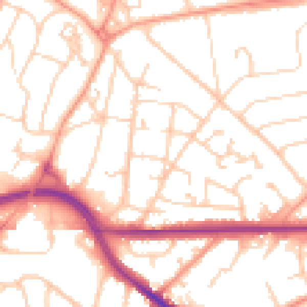 Daytime road noise heatmap for SO18 6AA