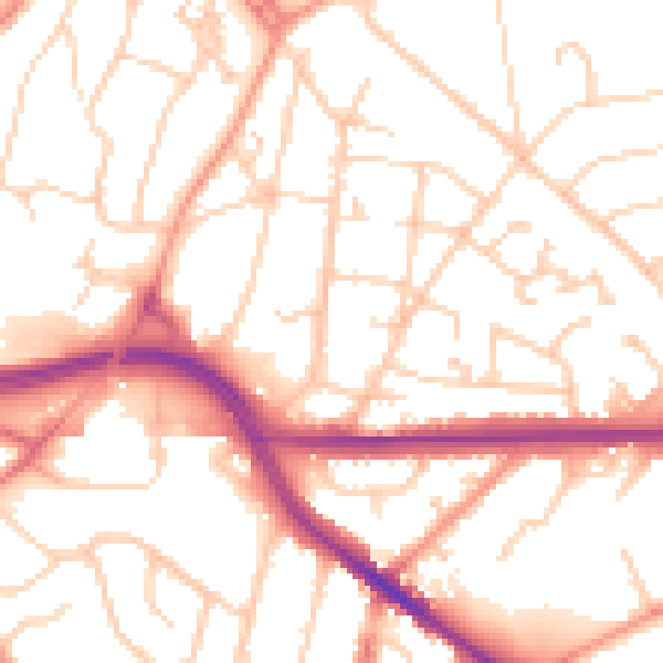 Daytime road noise heatmap for SO18 6AP
