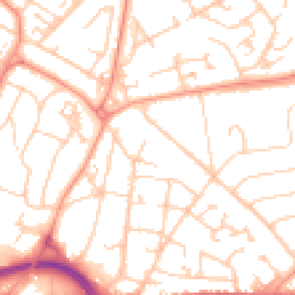 Daytime road noise heatmap for SO18 6AW